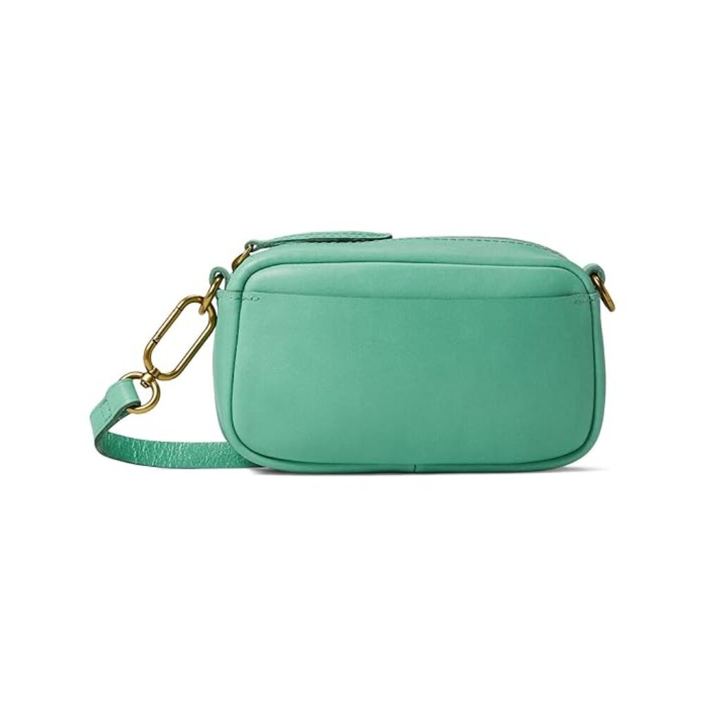 Madewell Leather Carabiner Mini Crossbody Bag in Dusty Verdigris (Teal)